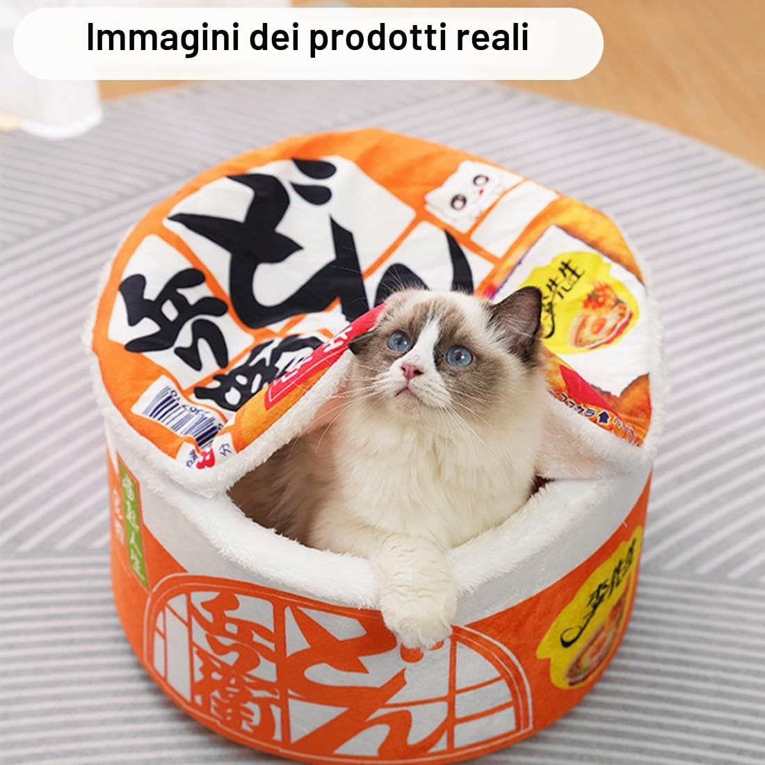 Cuccia per Gatti e Cani da Interno, Cuccia Gatto e cani, Igloo Per Gatti In Peluche Caldo e Accogliente con cuscino imbottito rimovibile e lavabile (Arancione, L)