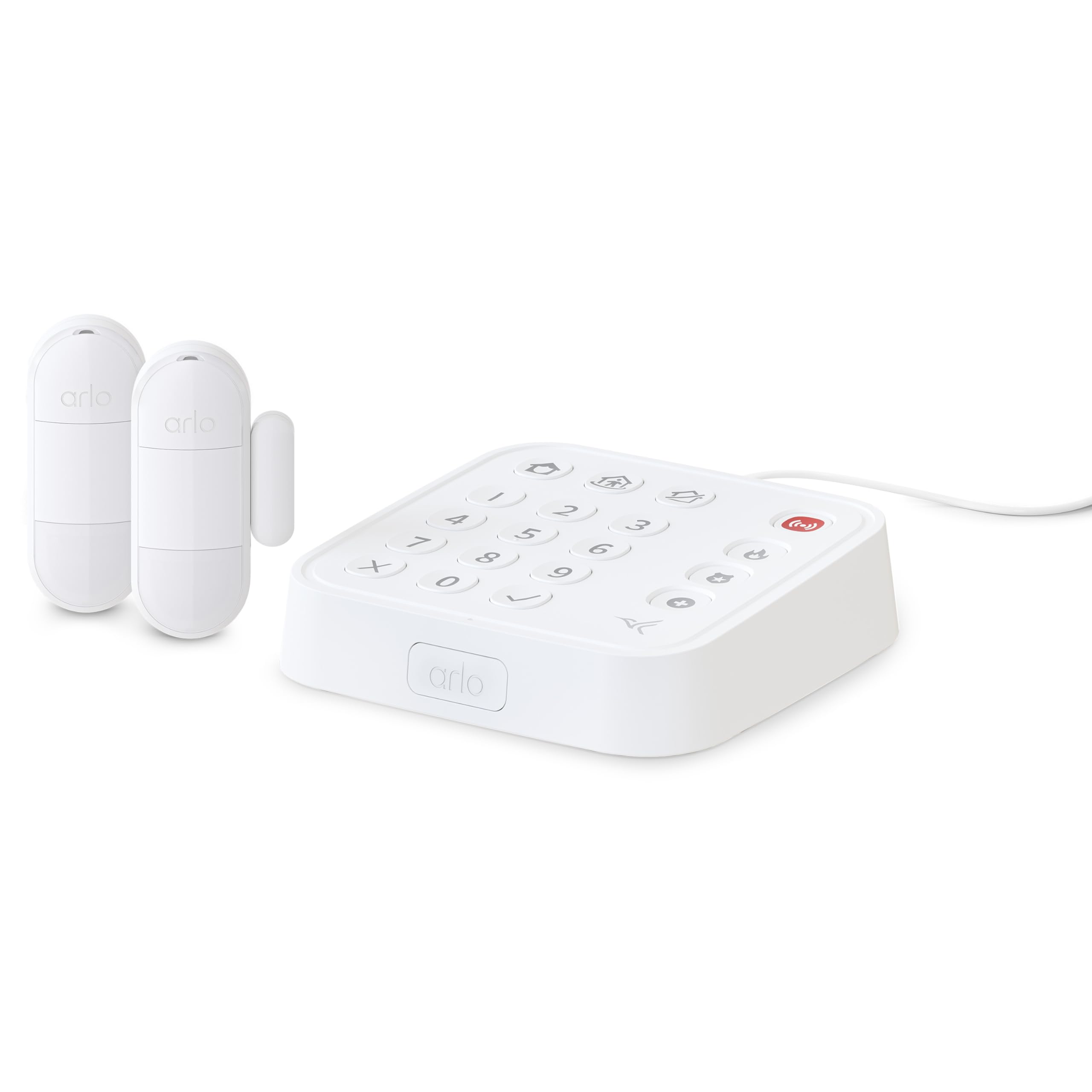 Home Security System - Wired Keypad Sensor Hub, (2) 8-in-1 Sensors, 24/7 Professional Monitoring- No Contract Required, DIY Installation, Alarm System for Home Security – SS1201, White