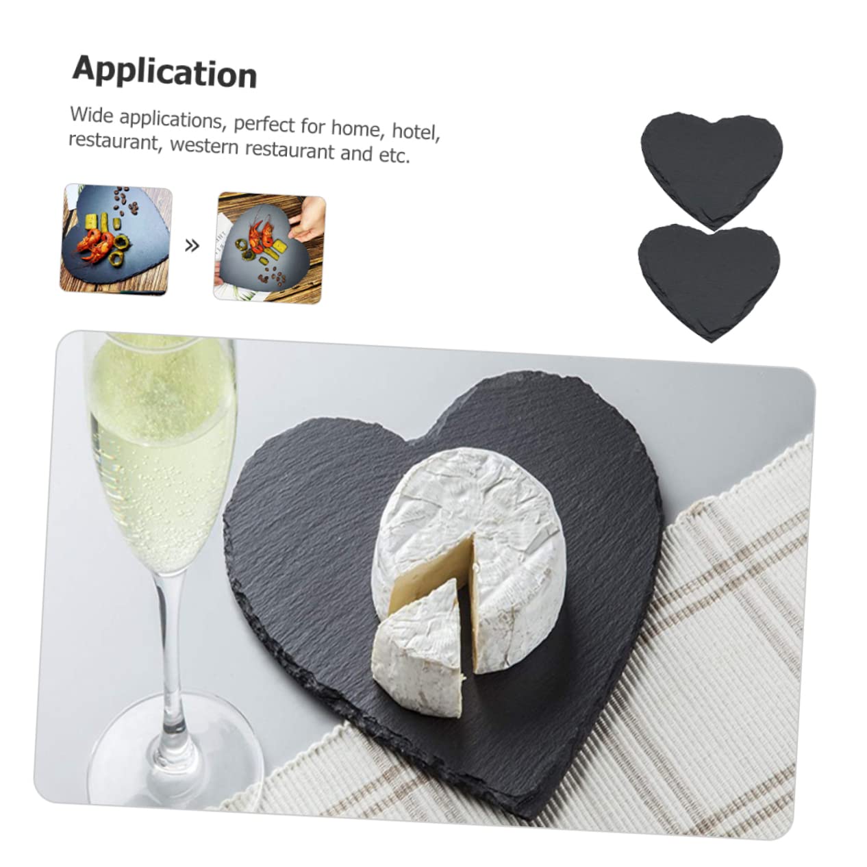 OUNONA 2 piezas Plato de Servir Forma de Pizarra Natural para Postres Ensaladas y Sushi Ecológico y Decorativo