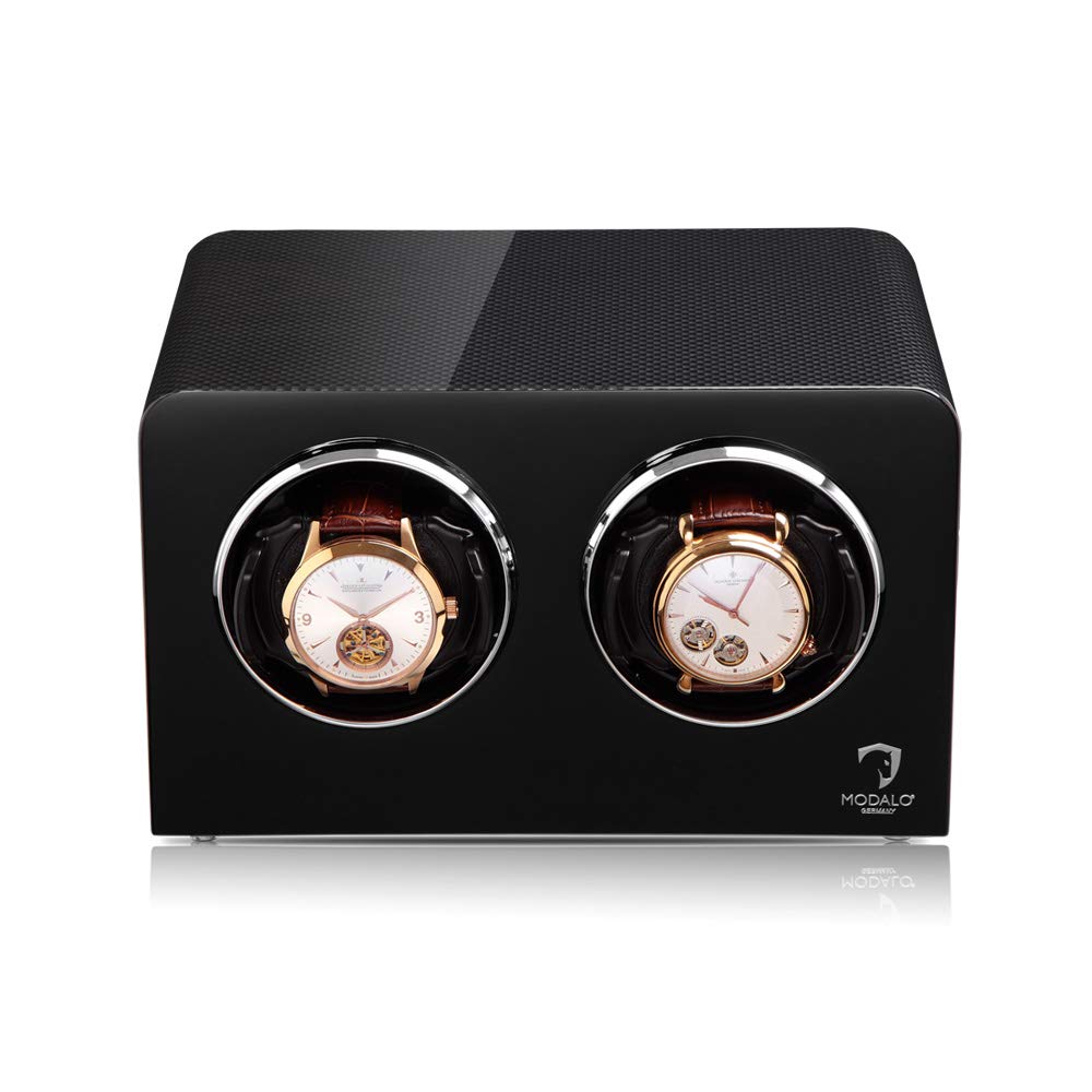 MODALO Uhrenbeweger (Watch Winder) Inspiration MV4 für 2 Uhren Carbon Klavierlack…