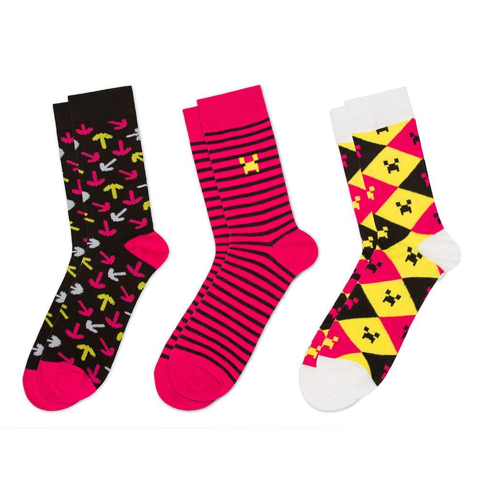 Jinx Minecraft Socks 3 Pack, Pink, Large