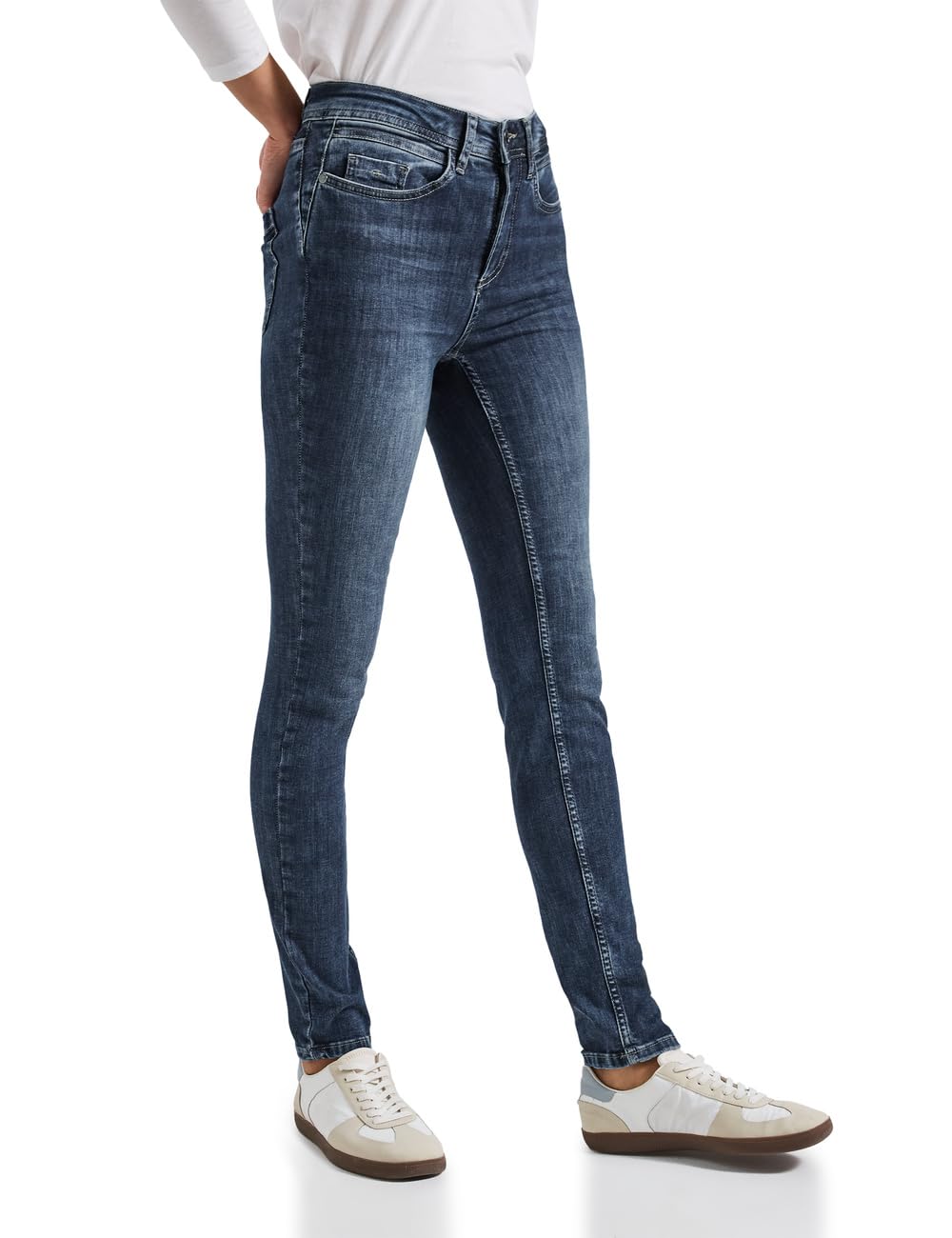 Street One Women's 3717173 Slim fit Jeans, Dark Blue Random, 33W x 28L