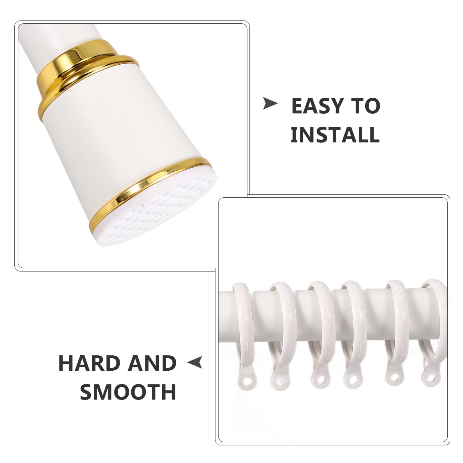 Barra Telescópica De Acero Carbono Para Cortinas Barra De Ropero Ajustable Sin Taladrar Soporte Multifuncional Para Cortinas y Ropa Perla white