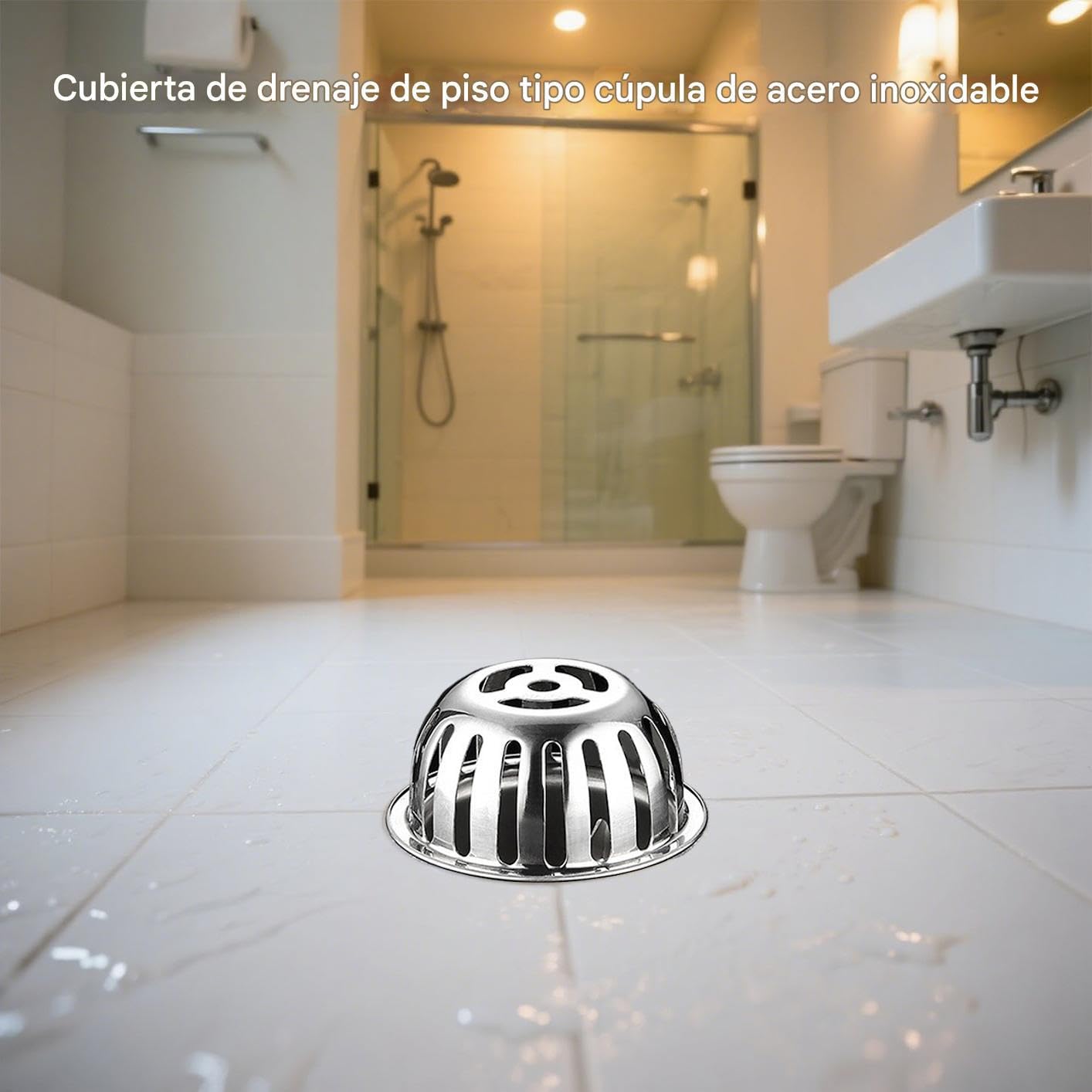 Cubierta De Drenaje para Exteriores - Rejilla para Sumideros de Baño - Rejilla Cúpula Antiatascos Acero Inoxidable para Baño Jardín Sótano