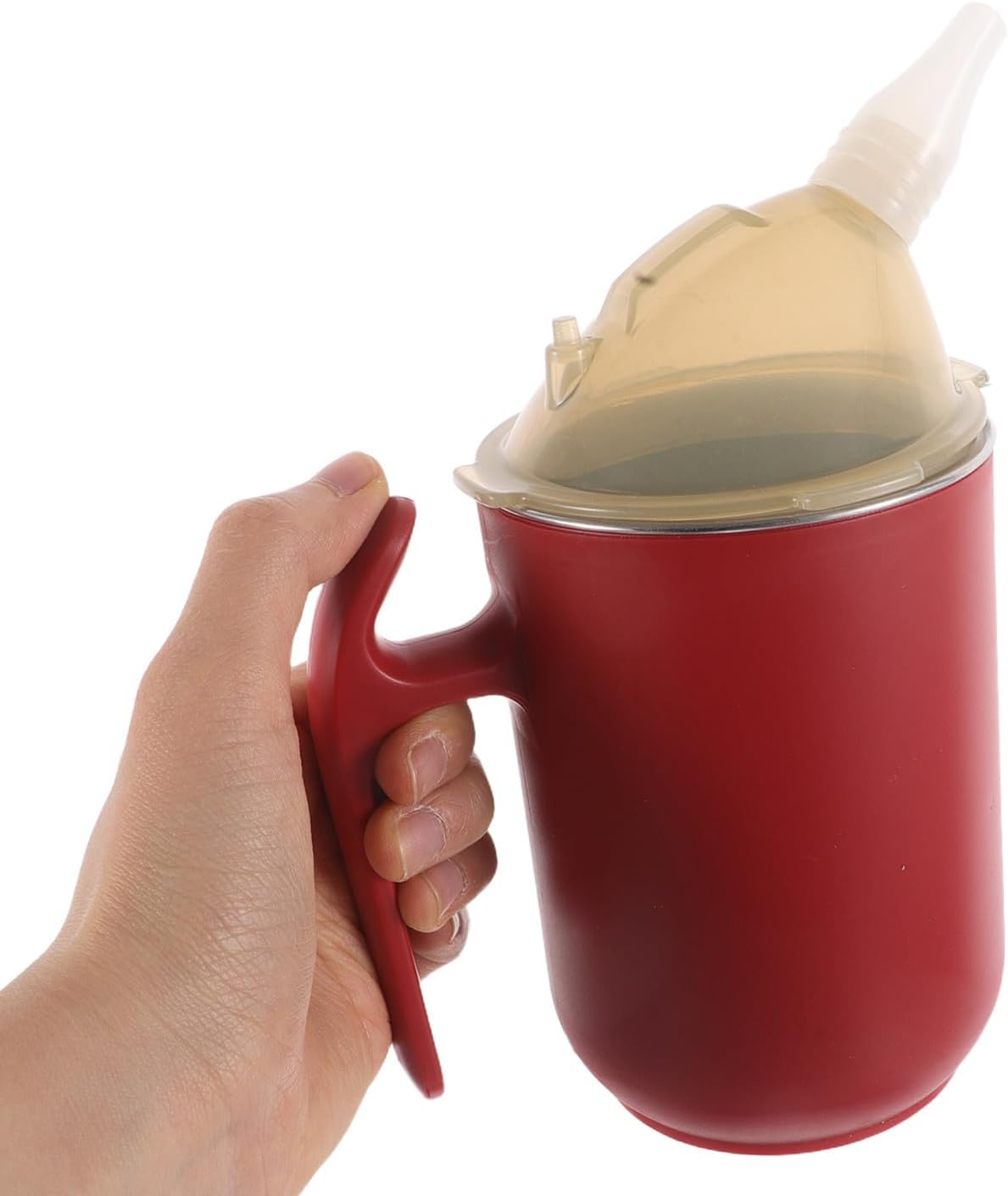 Elderly Feeding Cup with Straw 400ml Spill Proof Drinking Cup for Disabled Adults Bedridden Patients for Water and Porridge