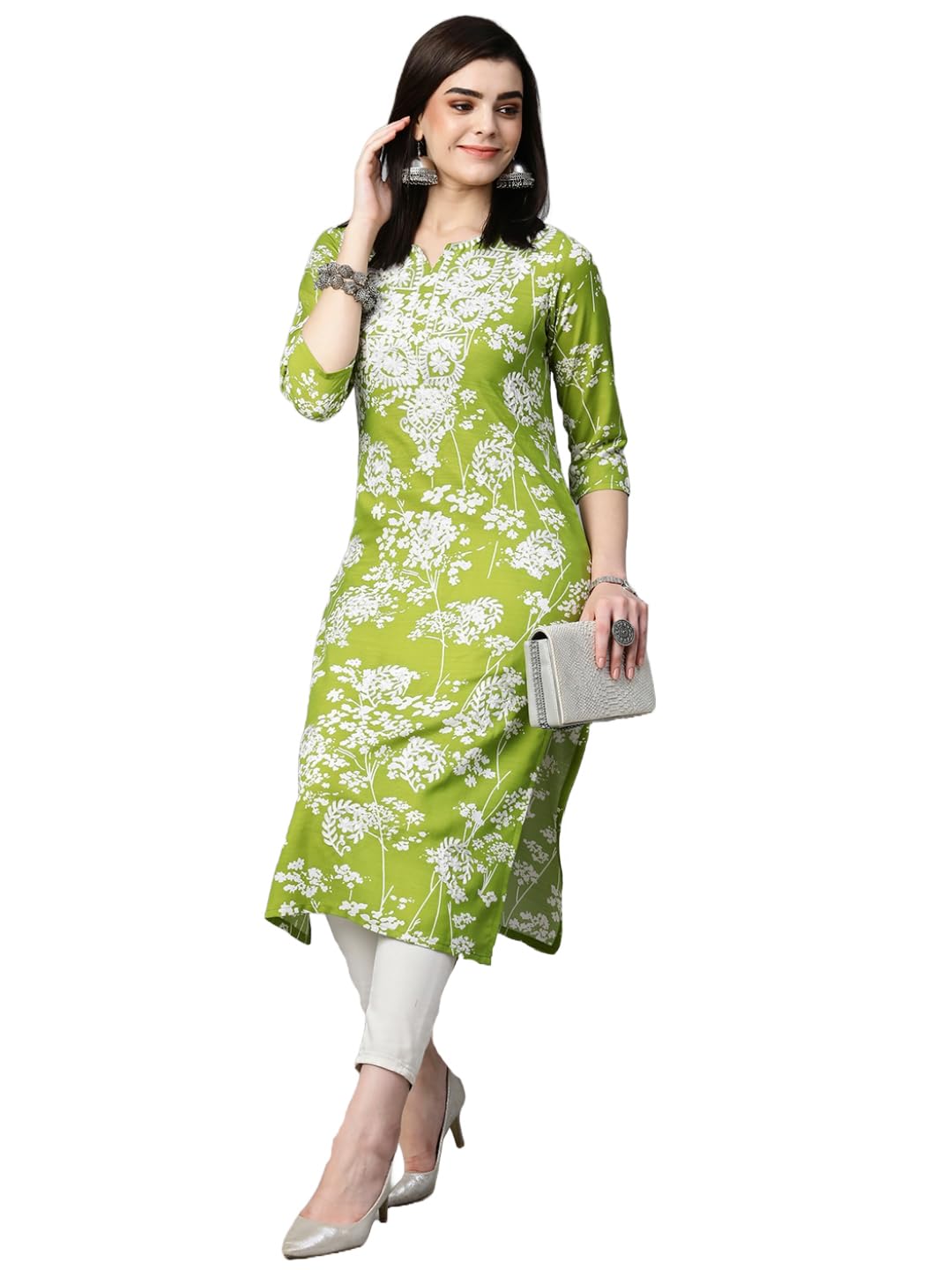 gosriki Women's Cotton Blend Chikankari Embroidered Straight Kurta-picture-30