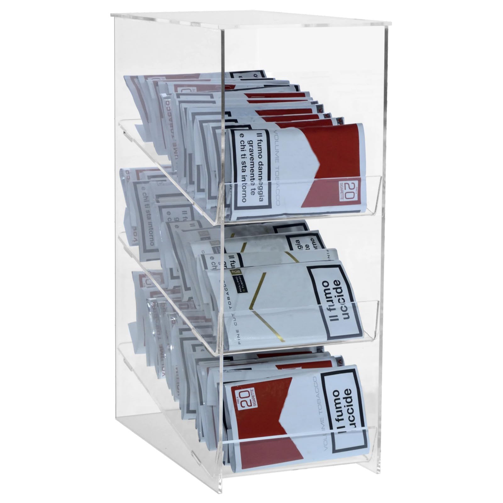 Espositore Porta Buste di trinciato da banco in plexiglass Trasparente a 3 Ripiani - Misure: 15 x 25 x H38 cm