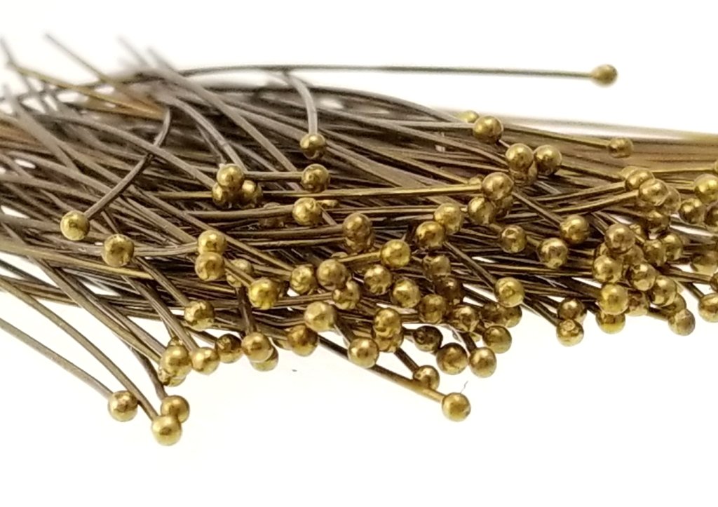 150pc Antique Bronze Solid Brass Head Ball Pins for Jewelry Making- Hypoallergenic Nickel Free- 70mm (3" inch), 21 Gauge