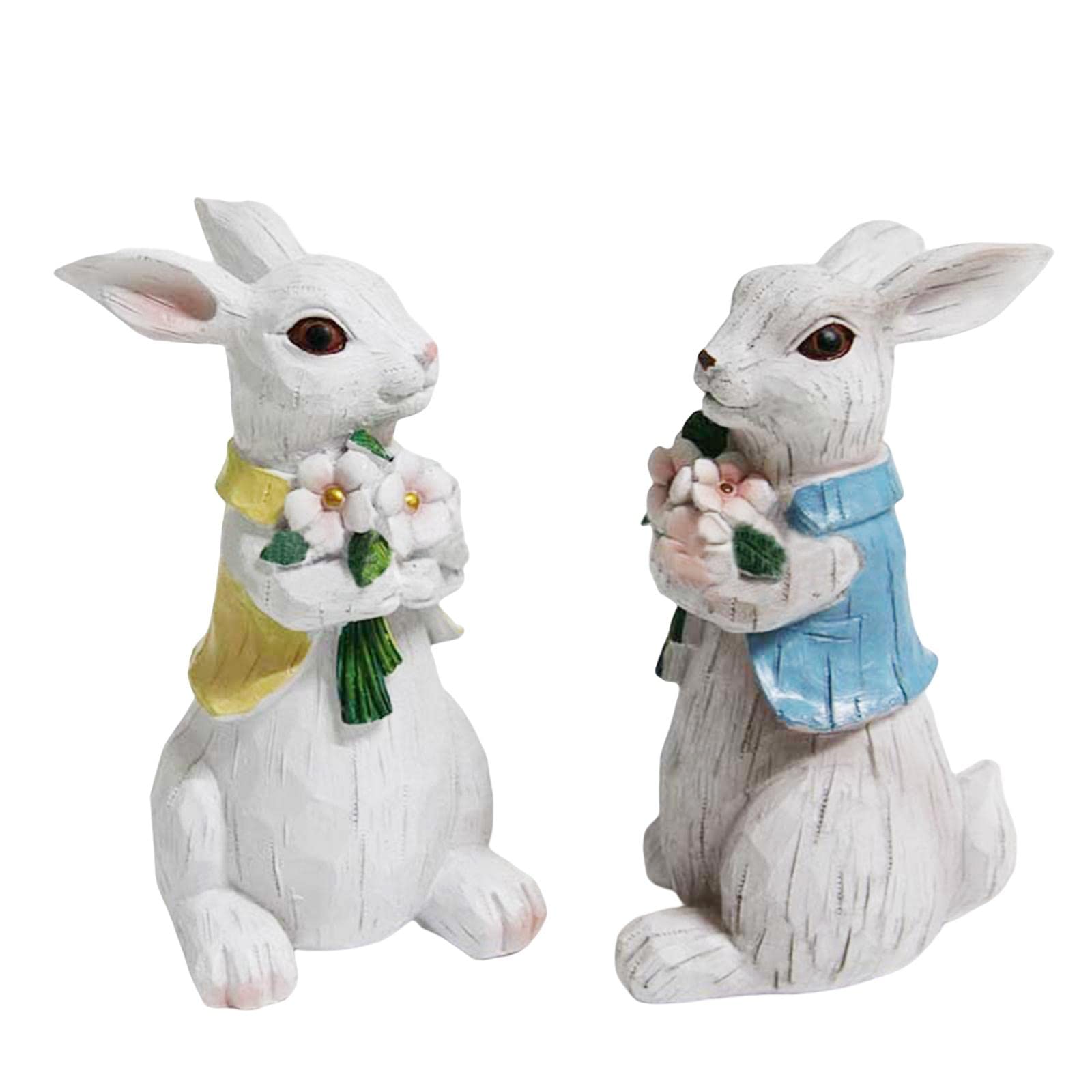 Decorazione Decorazioni Coniglietto in Resina da 5,5 Pollici Figurine di Pasqua Primaverili Ornamento da Tavolo for la Statua di Regali di Pasqua di Coniglio Carino
