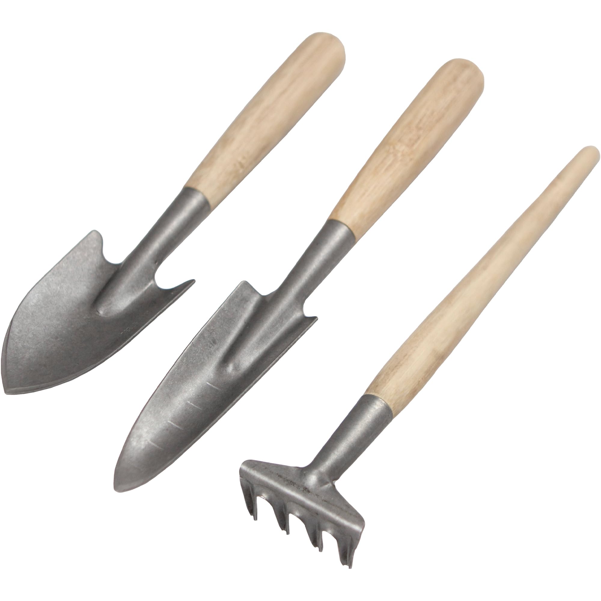 Darlac Mini Garden Tools Set, Bamboo Handles, 2 x Hand Trowels & Hand Rake, 3 Mini Gardening Hand Tools for Houseplants Herbs