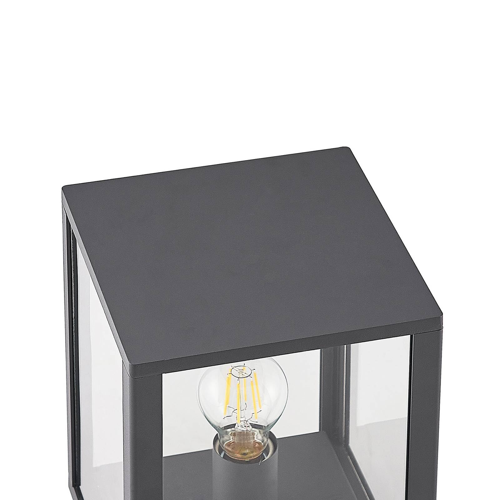 Lindby baliza de jardín en antracita, luz camino exterior | lámpara de jardín ip44 protección contra salpicaduras, e27, h: 29 cm, moderno, de vidrio para terraza