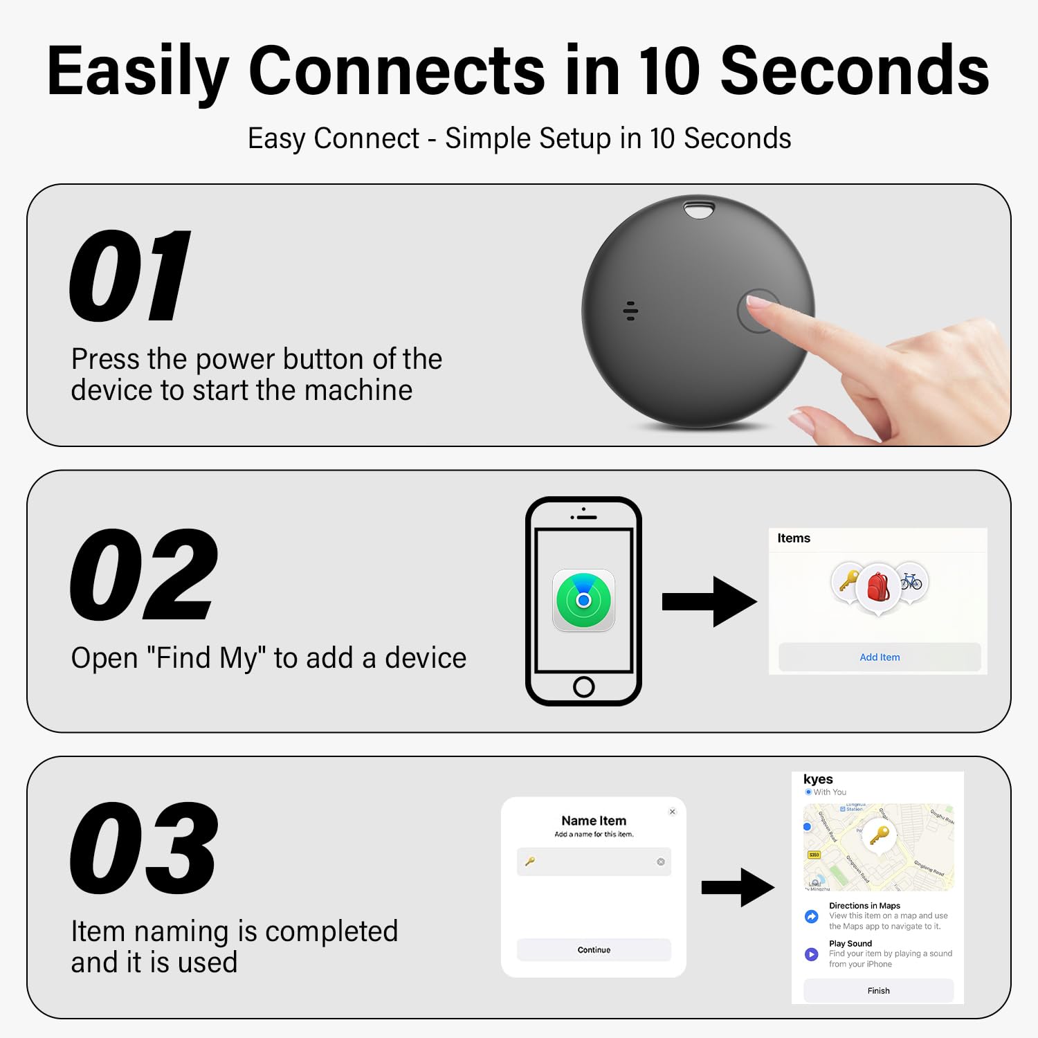 Air Schlüsselfinder Tag 4er Pack, Smart Air Tracker Tag Kompatibel mit Apple Wo ist APP (nur iOS), Koffer Tracker für Gepäck/Taschen/Key, Batterielebensdauer EIN Jahr, IP67 wasserdicht