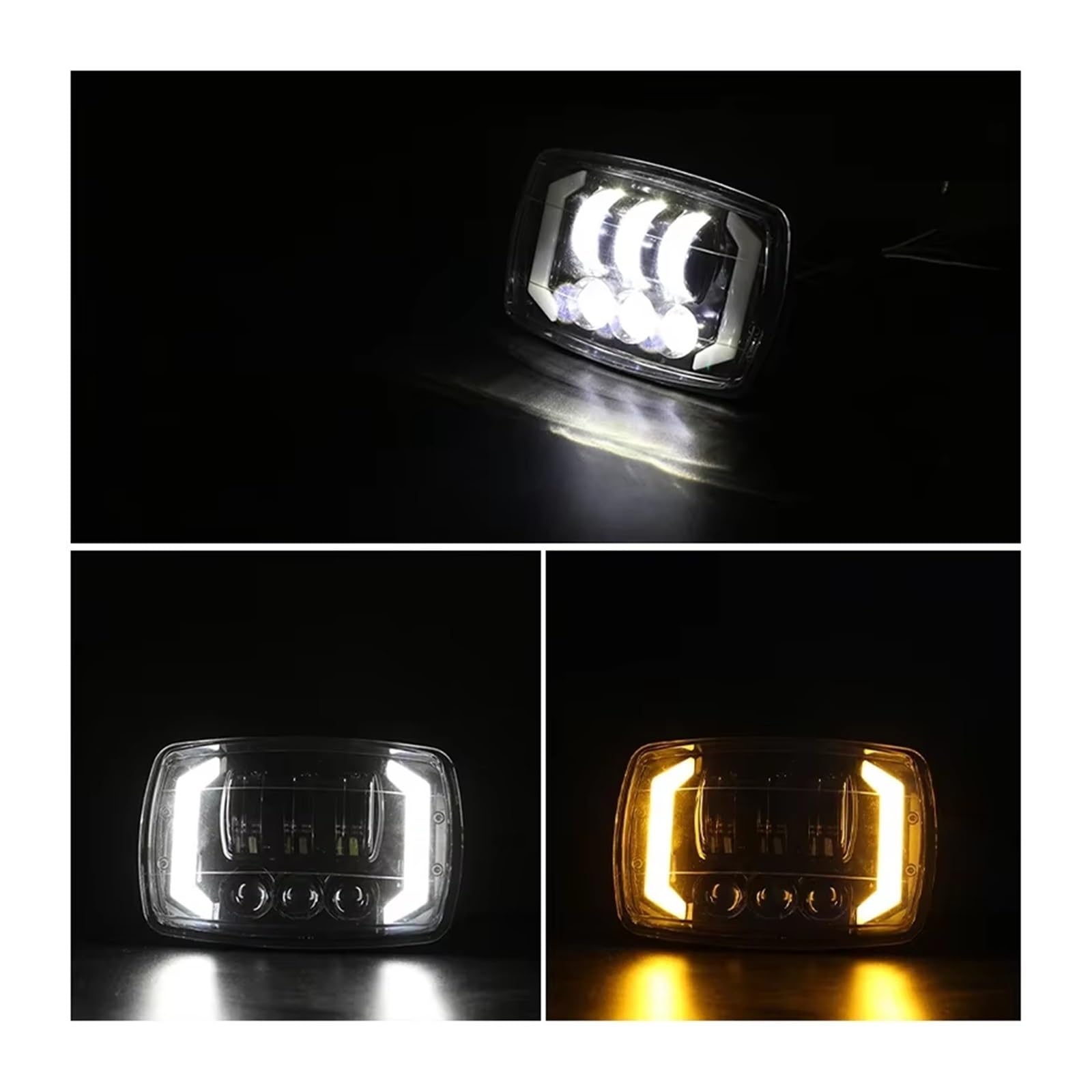 Proyector Moto Faros Delanteros Faro Delantero Tipo Ojo De Ángel para Motocicleta Montaje Luz Trabajo para Coche Impermeable 1 Pieza LED Cuadrado 4"