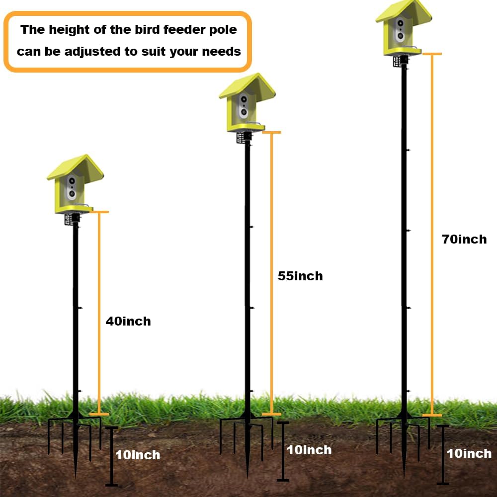 Smart Bird Feeder Pole,79 Inches Tall Bird House Poles for Outdoors,1-Inch Diameter Thickened Heavy-Duty Pole for Bird Feeder,Adjustable Bird Feeder Stand, Slip-Fit Connection.