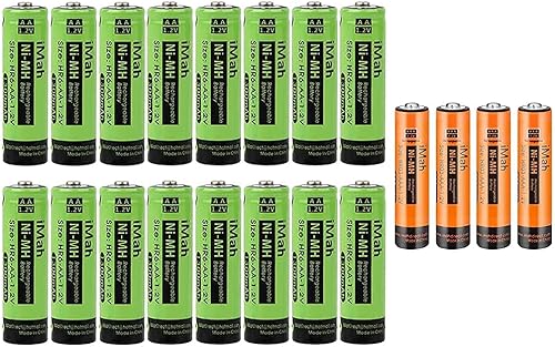 iMah HR6 1.2V 1300mAh Ni-MH AA Baterías recargables (paquete de 16) y HR03 1.2V 750mAh Ni-MH AAA baterías recargables (4 unidades) para luces