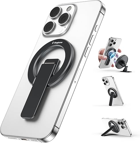 Magtame Soporte magnético de doble cara para teléfono, soporte de escritorio magnético fuerte para Mag&Safe y Smartphone, diseño plegable y