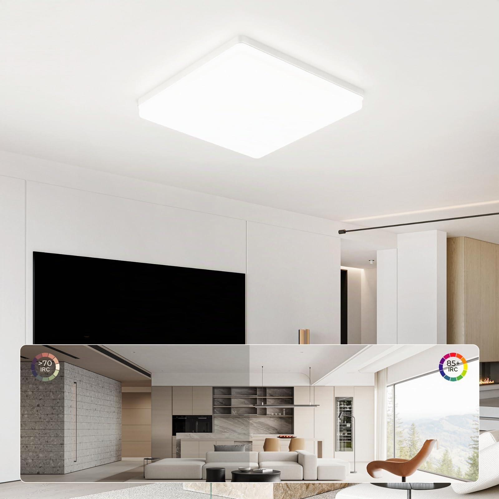 Plafoniera LED Soffitto Quadrata 48W, 4000K Lampada da Soffitto LED Moderno 4800LM, Plafoniera Luce Soffitto per Bagno Camera da Letto Cucina Soggiorno Balcone Ufficio, 30CM (Pack of 2)