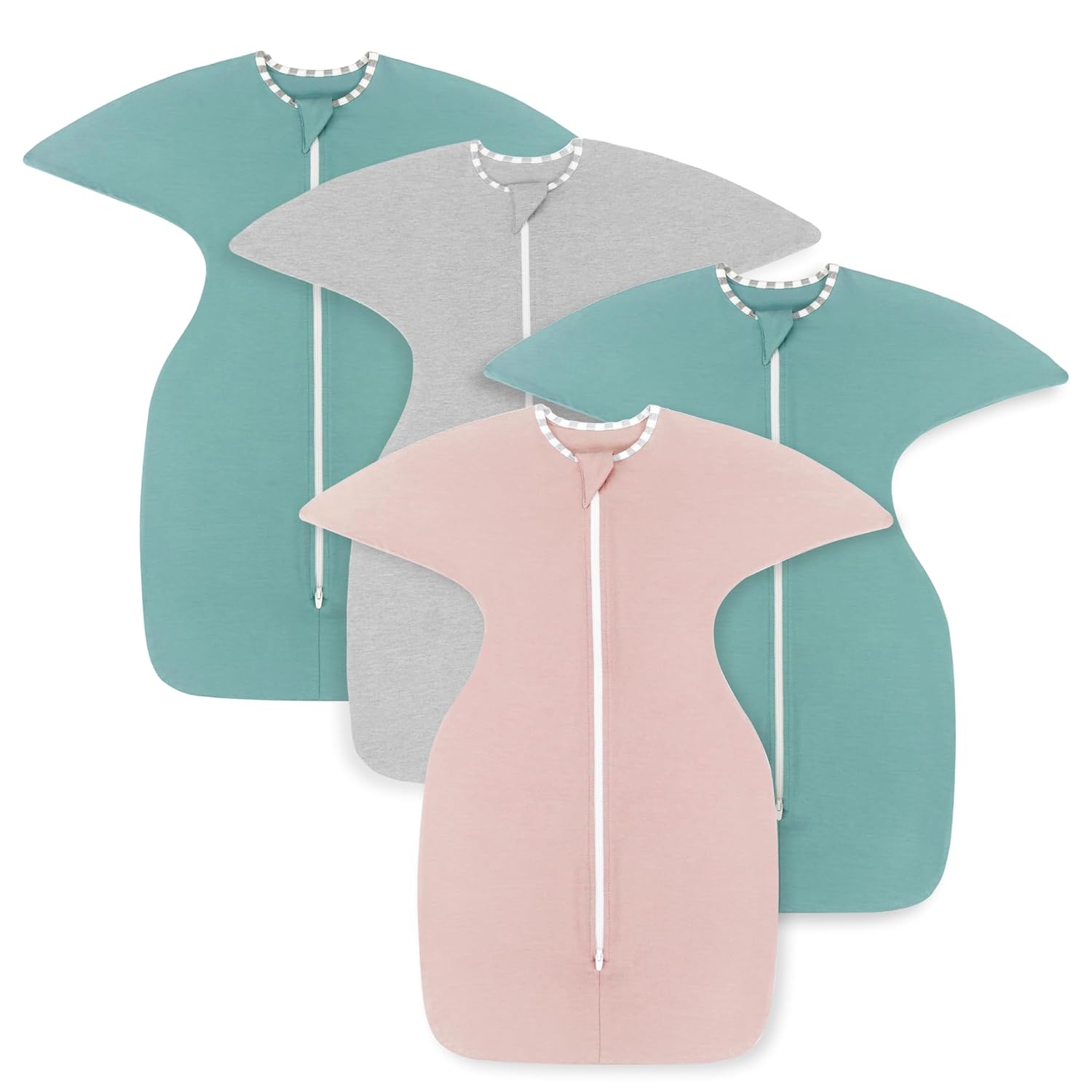 PuppyPaws: Baby Sleep Sack 4-Pack Set, Transition Swaddle, Bamboo Rayon Sleep Sack 3-6 Months, Wearable Blanket Baby with 2-Way Zipper, Swaddles for Newborns,