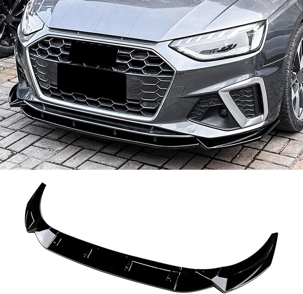 XPHAZZ Front Bumper Lower Lip Compatible with Audi A4 S4 4-Door (Gloss Black, 2020-2024 B9.5 Model)