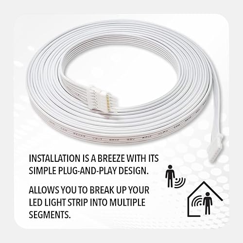 Vista 20 de Light Solutions Cable de extensión de 3.28 pies compatible con Philips Hue Lightstrip V4 y Solo Lightstrip