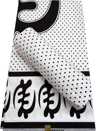 Gye Nyame-Black & White Adinkra Cotton Fabric
