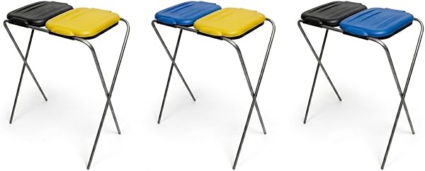 ENTIGO Müllsackständer 120 l, Müllsackhalter, Ständer für Müllsäcke, Abfalltrenner Müllbeutelhalter rostfrei innen außen, Klappe mit Beutelhalter, recycelter Kunststoff (Schwarz+Gelb) - 4