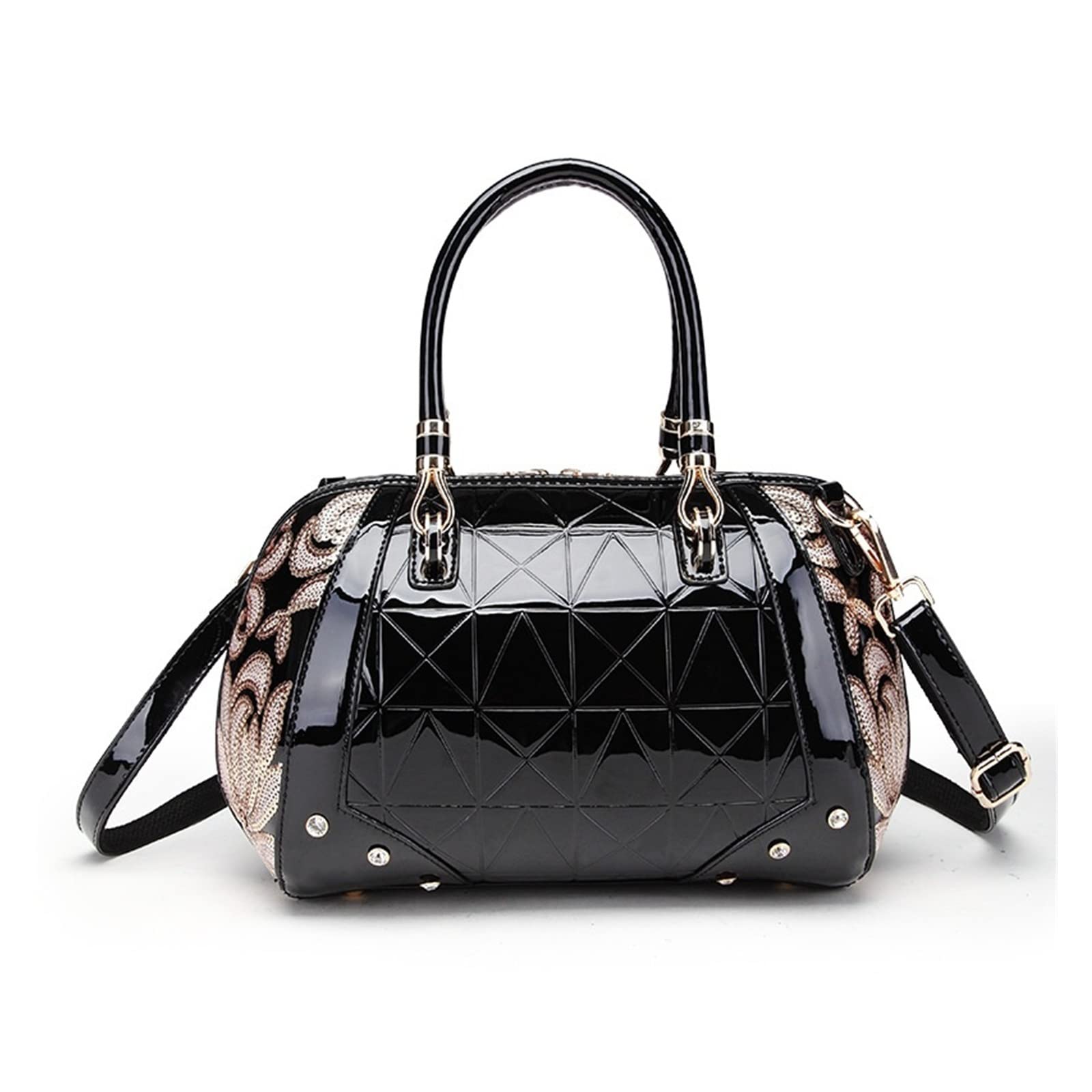 Damska torebka ze skóry lakierowanej na ramię Crossbody Torba damska(Black)