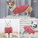 PetSmiler Hundepullover - Dünner Hundepullover Kleine Hunde Gestreifter Hundeshirts für Kleine Hund Katzen Shirt, Dehnbarer Pullover Hund Hundepulli Chihuahua Französische Bulldogge (Rot M)