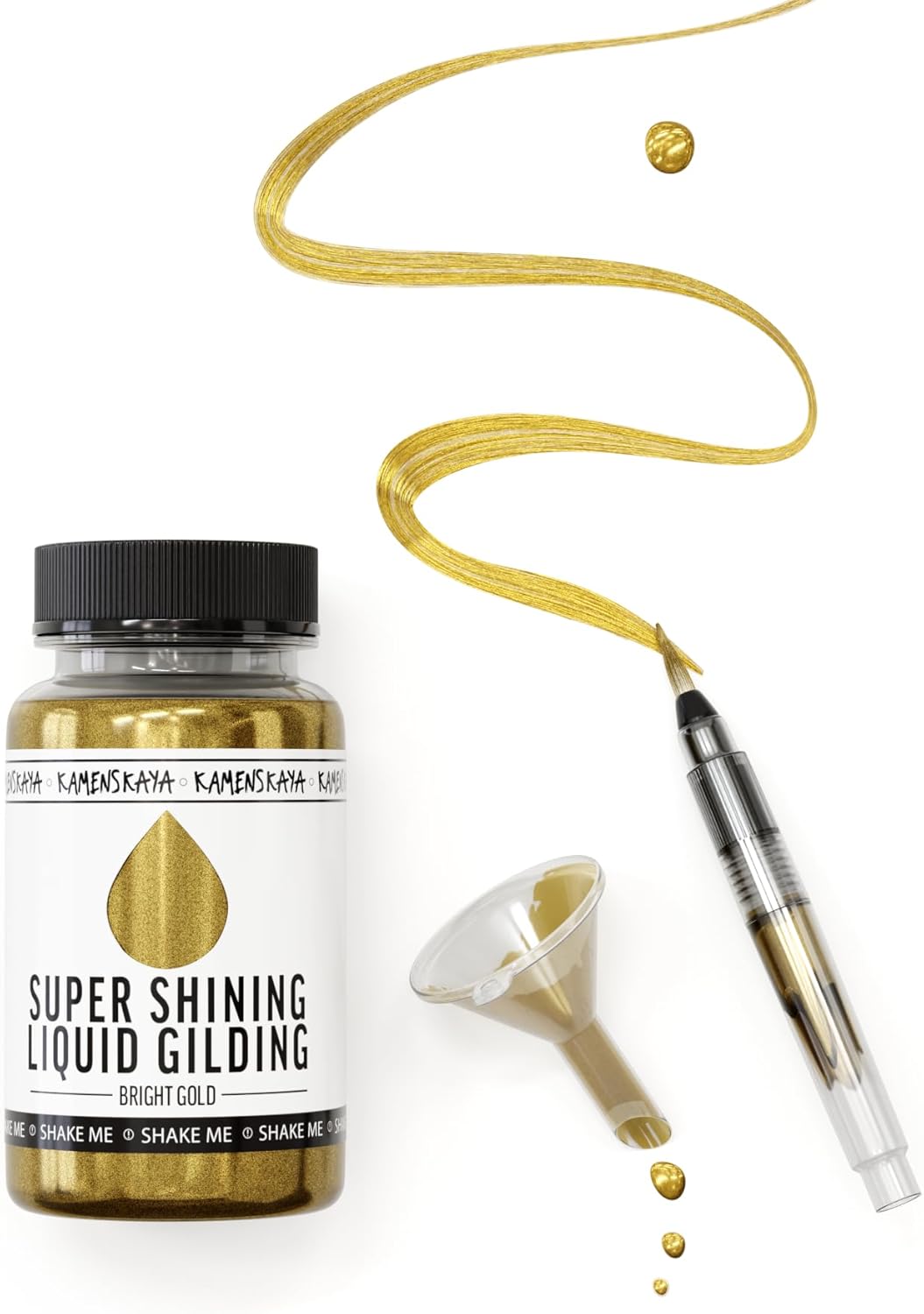KAMENSKAYA Liquid Gold Leaf Paint - Alcohol Based Fast Drying Bright Gold Liquid Leaf, 3.38 fl oz (100 ml)