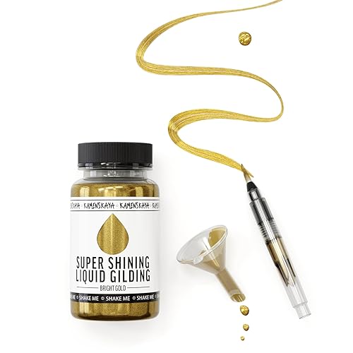 KAMENSKAYA Liquid Gold Leaf Paint - Alcohol Based Fast Drying Bright Gold Liquid Leaf, 3.38 fl oz (100 ml)