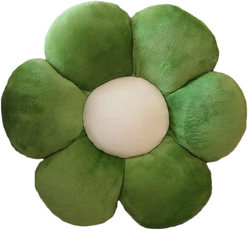 lannery Flower Plush Throw Pillows, Flower Floor Pillow Seating Cushion Toy for Reading, Room, Watching TV (11.8", Dark Green)