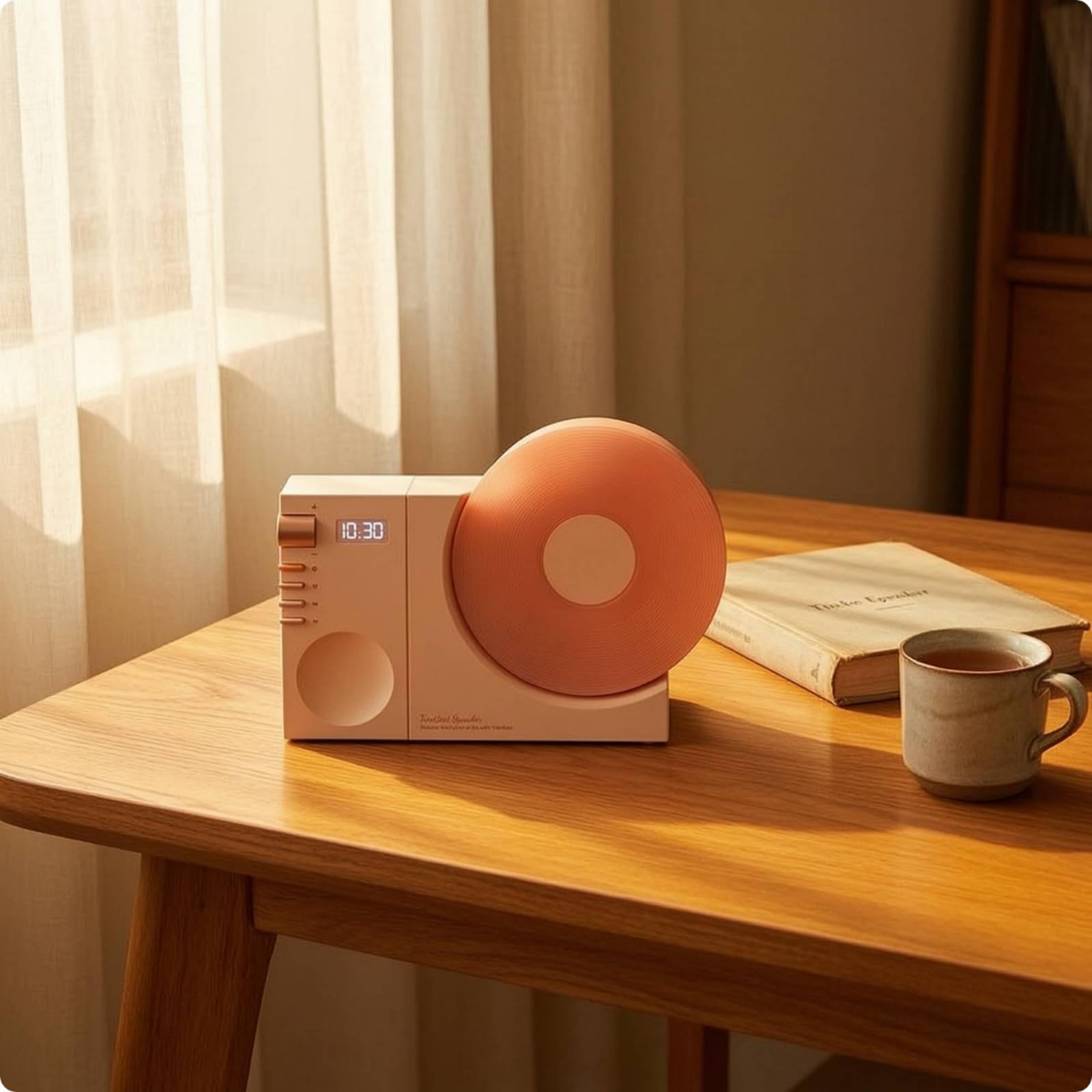 F Fityle Tocadiscos Reproductor de Audio Altavoz Bluetooth Reloj Despertador Portátil con Diseño Retro y Batería Recargable Adecuado para de Noche Estudio Hogar Oficina, Negro