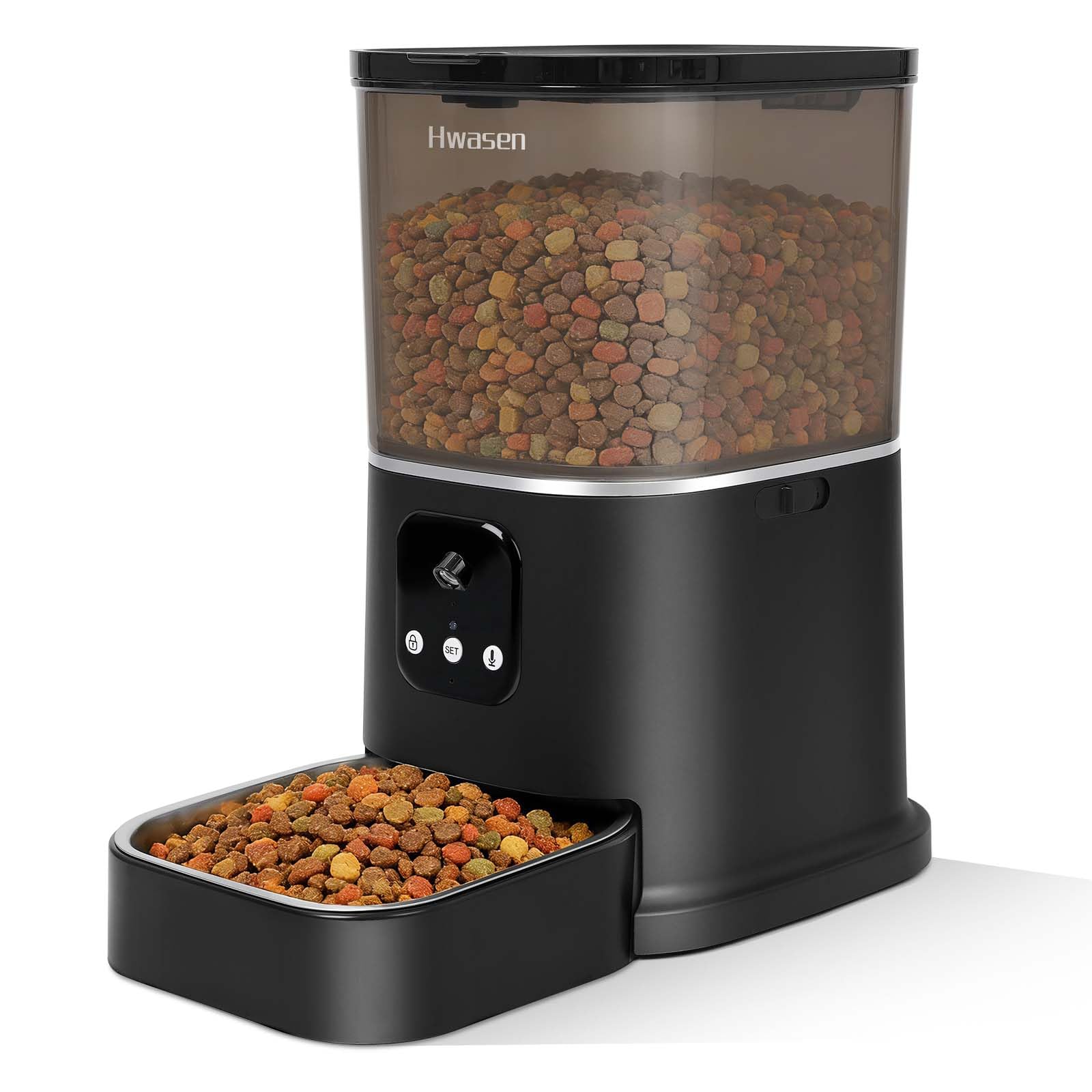 5L Smart Automatic Pet Feeder for Dogs Cats - WiFi Programmable Food Dispenser with App Control，Stainless Steel Bow - Dry Food Feeder for Small Medium Pets, Remote Feeding Schedule (Large)