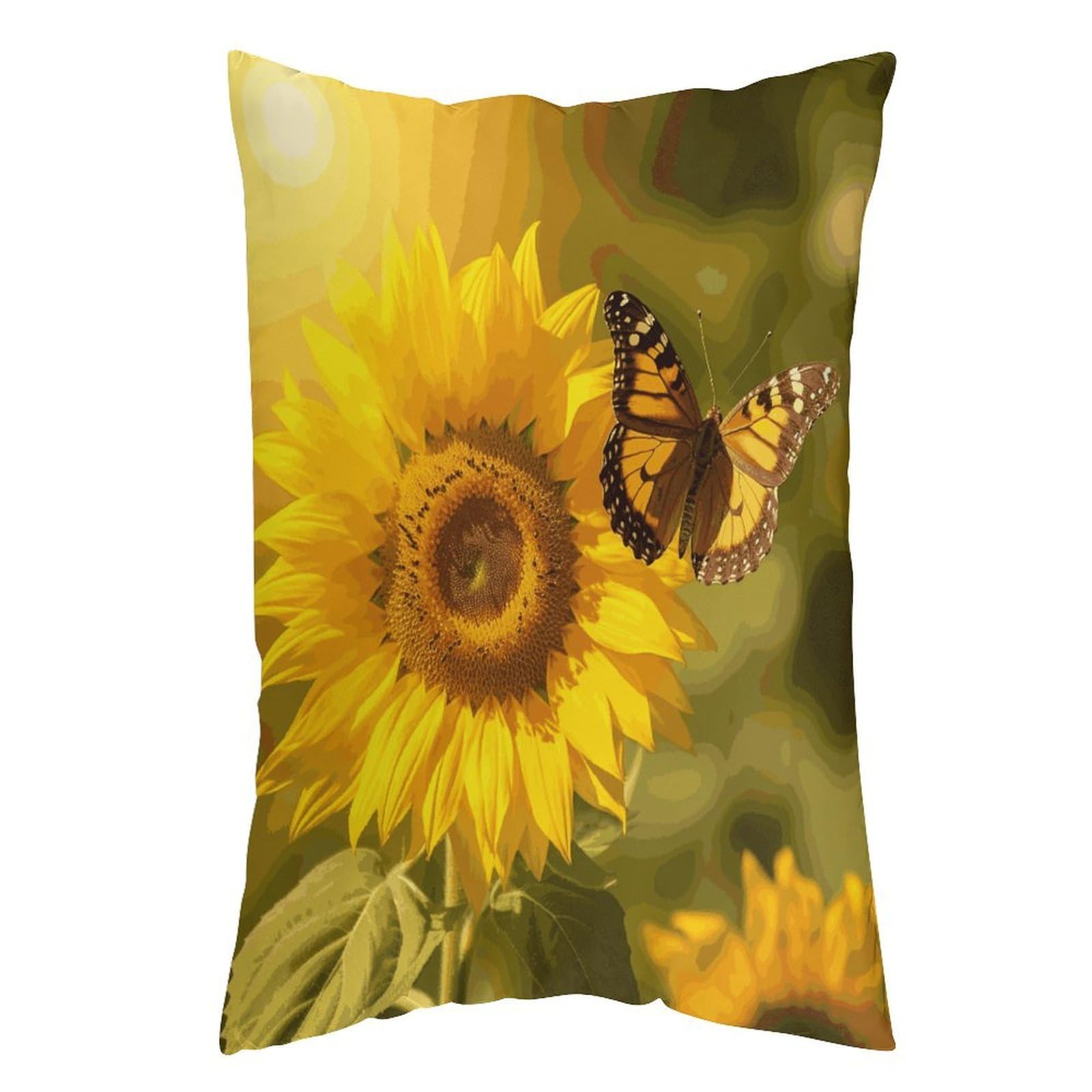 LDGSUPH Sunflower Butterfly Sunny Pillow Cases Soft Pillowcase with Invisible Zipper Wrinkle Resistant Pillow Covers Breathable Removable Pillow Protector for Bed Sofa Car 20"x30"
