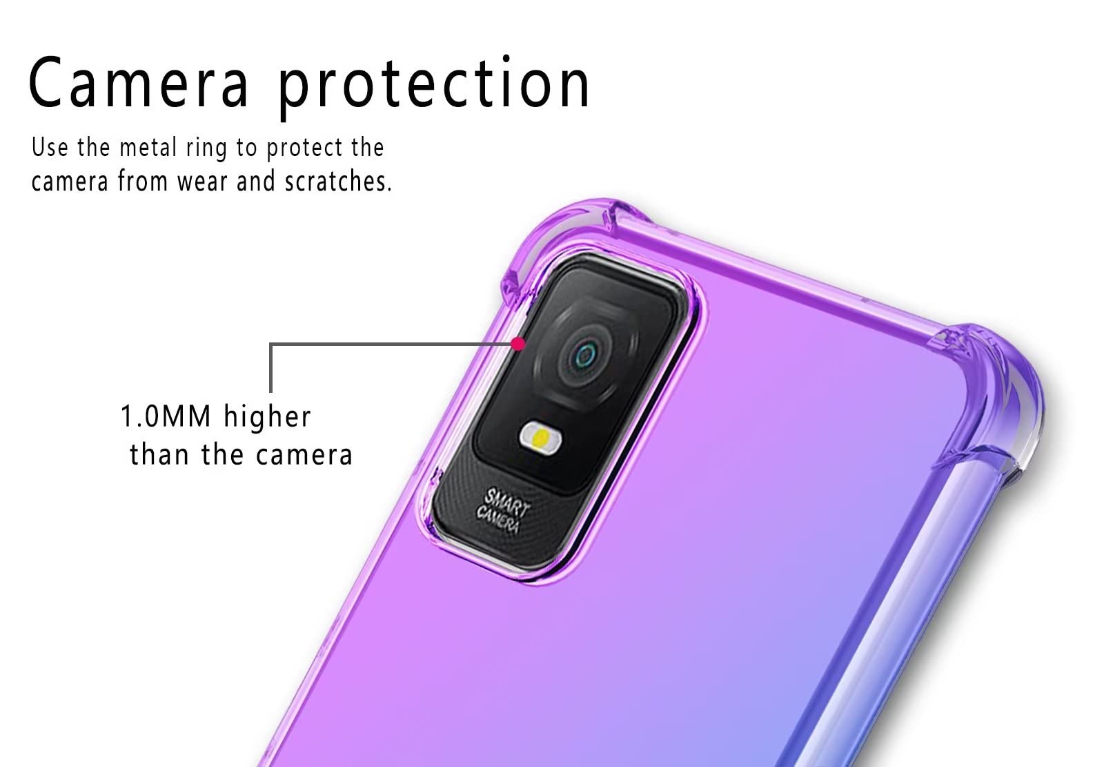 HONLEN Custodia Per TCL 403: Cover Sfumata Trasparente In TPU Con Angoli Rinforzati