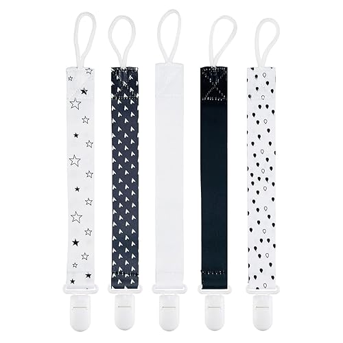 Juego de 5 clips para chupete para bebé, niño y niña, se adapta a la mayoría de los chupetes, protege a tu bebé, estilos Binkie y mordedores y