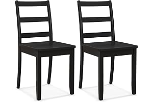 Giantex Wooden Armless Black Kitchen Dining Chair Set, Solid Rubber Wood Armless...