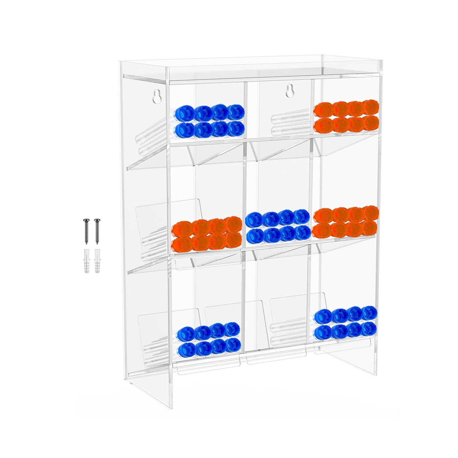 Transparent Acrylic Tube Rack with 9 Compartments, Used As a Storage Rack for Laboratory Test Tubes(16" H x 12" W x 5.5" D)