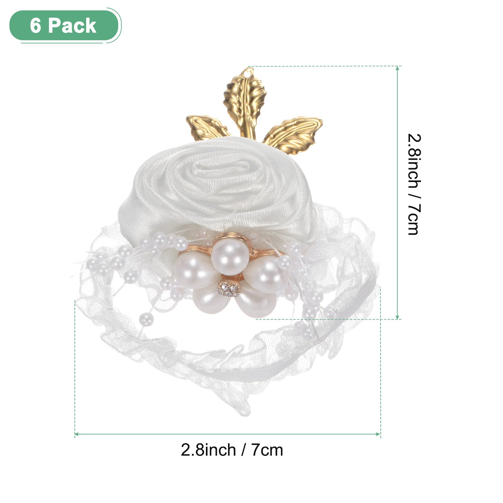 M METERXITY 6-Pack Wrist Corsage Bracelets, Artificial Flower Corsage Wristlets for Wedding/Prom/Party - Image 3
