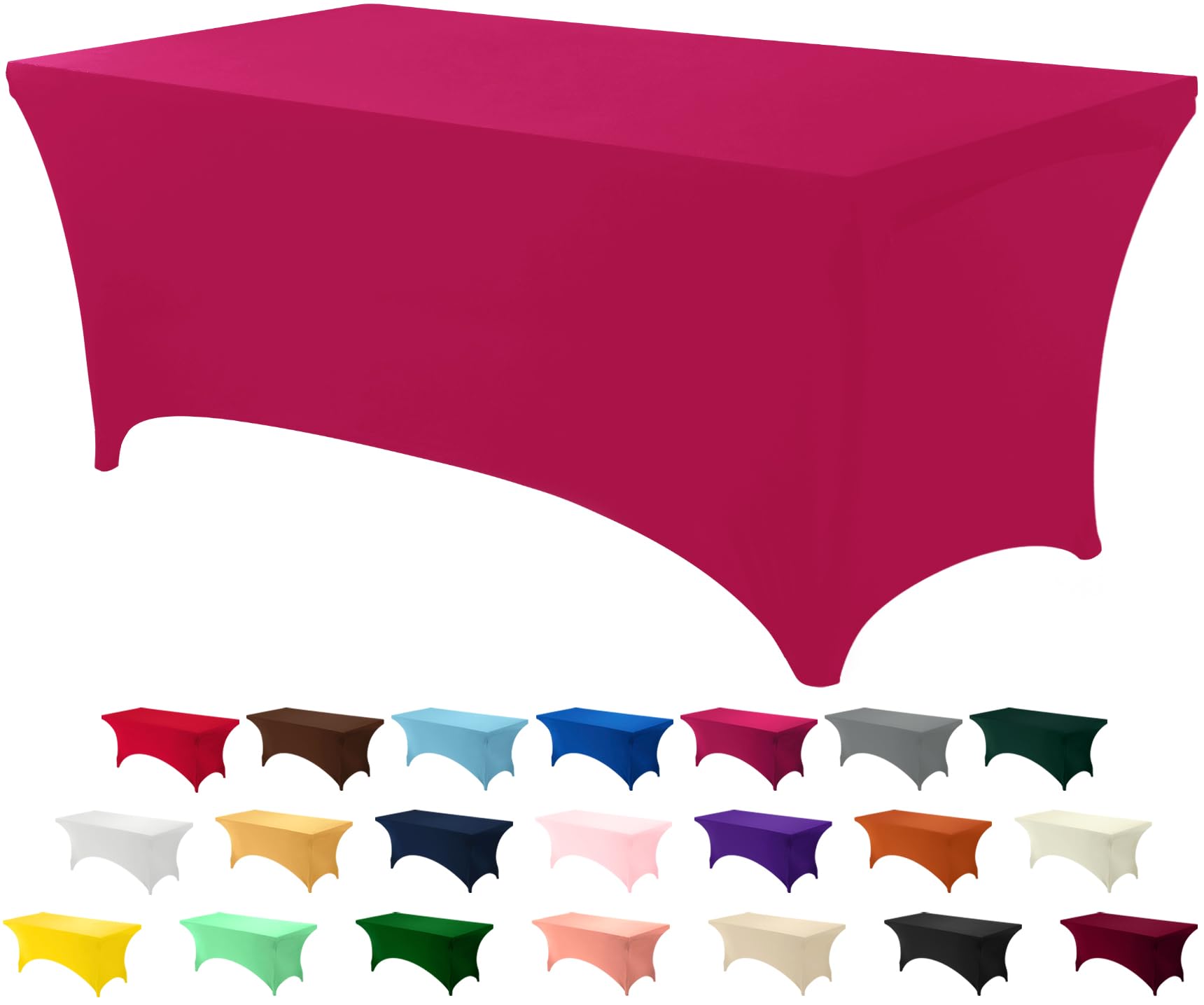 utopia kitchen  spandex tablecloth [2 pack, fuchsia]  stretch, fitted, washable and wrinkle resistant table cloth rectangle cover for trade shows, wedding, parties - similar to the stock 