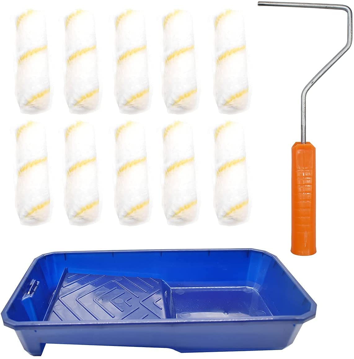 ALF Painting Set with Roller & Tray, Cotton Paint Roller set with Multicolor Paint Tray, Paint Roller set, Paint Roller for wall Painting Paint interior/exterior (4 Inch Cotton (10pcs) with Handle & Tray) (B0DC3R7CLB) Amazon Price History, Amazon Price Tracker