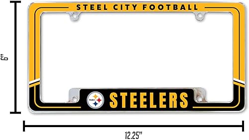 Miniatura 6 de Rico Industries Marco de matrícula automotriz de fútbol americano NFL de dos tonos de 12" x 6" cromado completo para automóvilcamiónSUV
