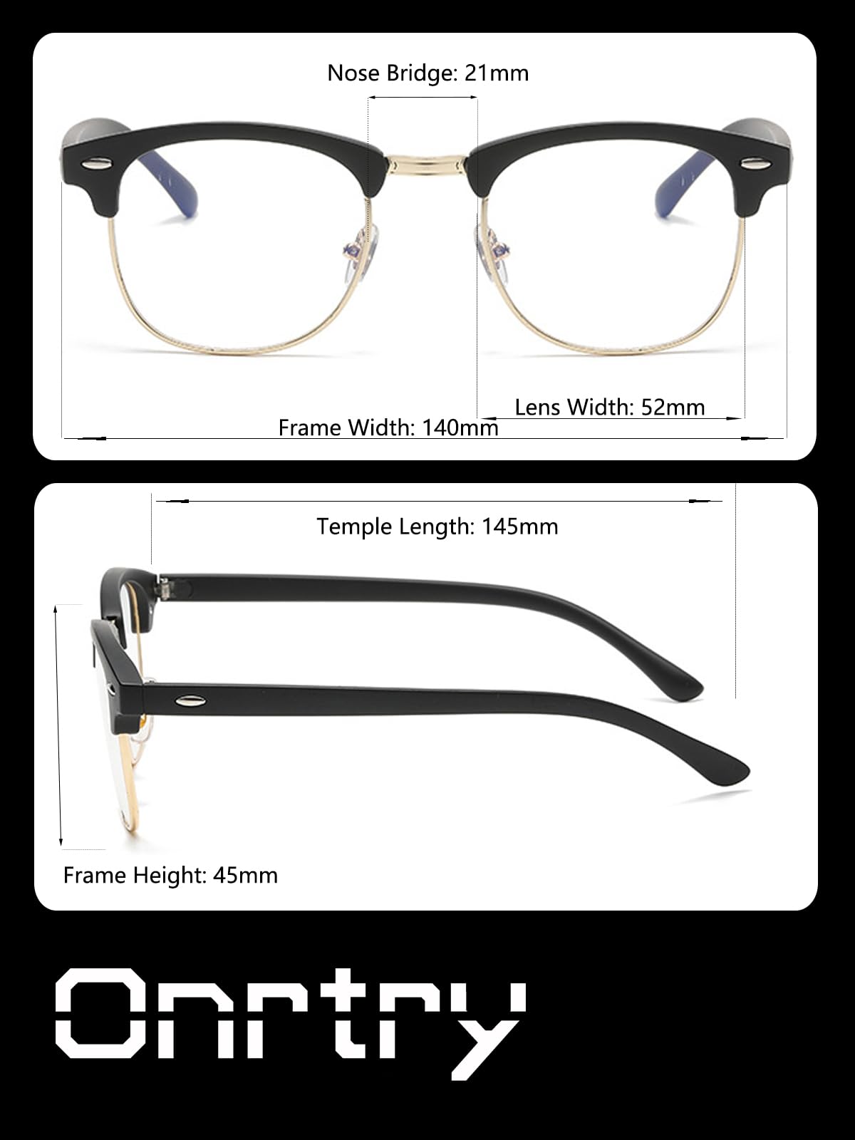 Lunettes de protection contre la lumière bleue - Pour homme et femme - Classique - Semi-sans monture - Faux nerd - Anti-rayons bleus