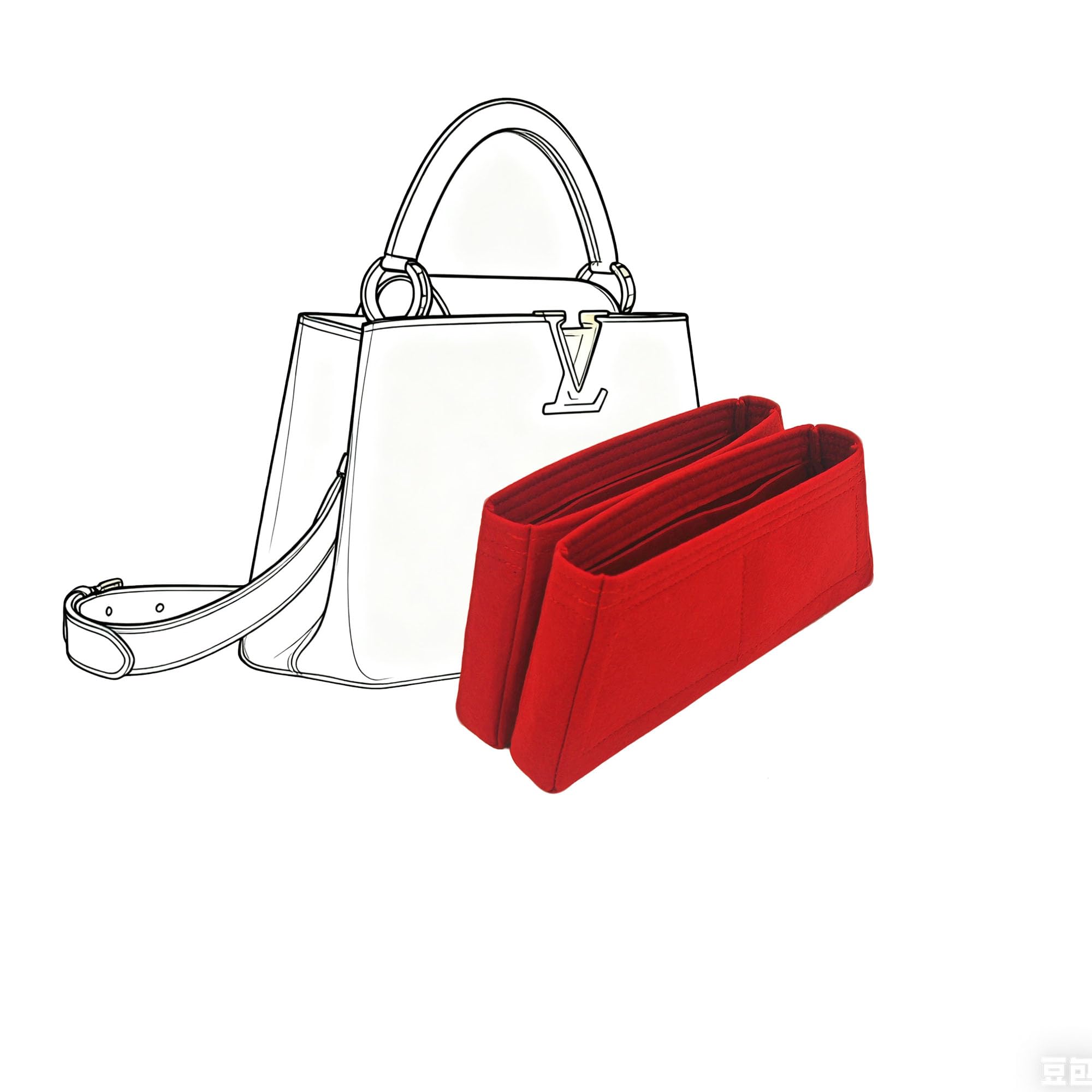 KMKaiMao Capucines BB Organizer,Capucines MM Insert (Red, BB)