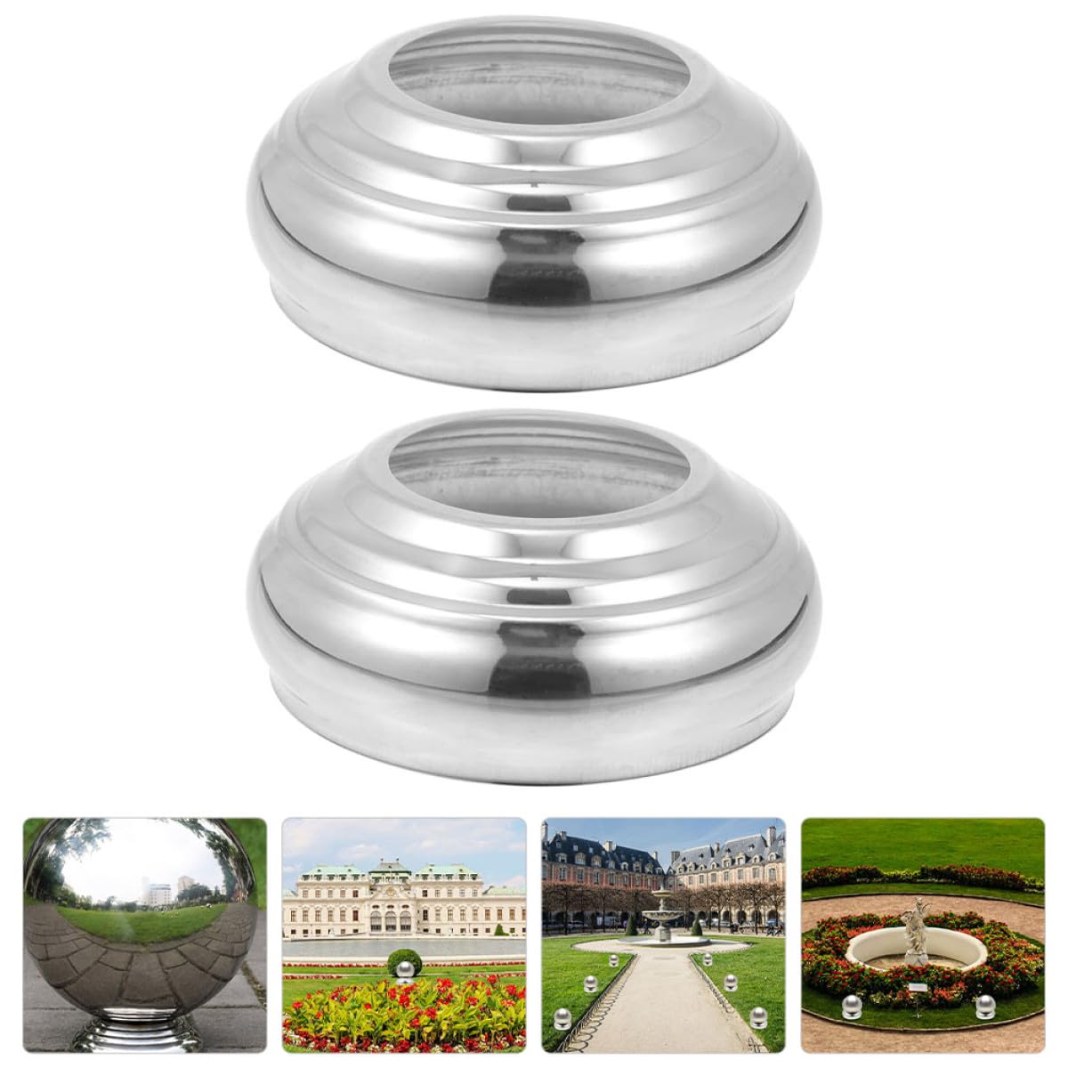 2 Stück Edelstahl Metallständer Sockel für Gartenglobus Praktische und Stabile Kugelhalterung für Gartendeko im Außenbereich Silberfarbener Garten Kugelständer