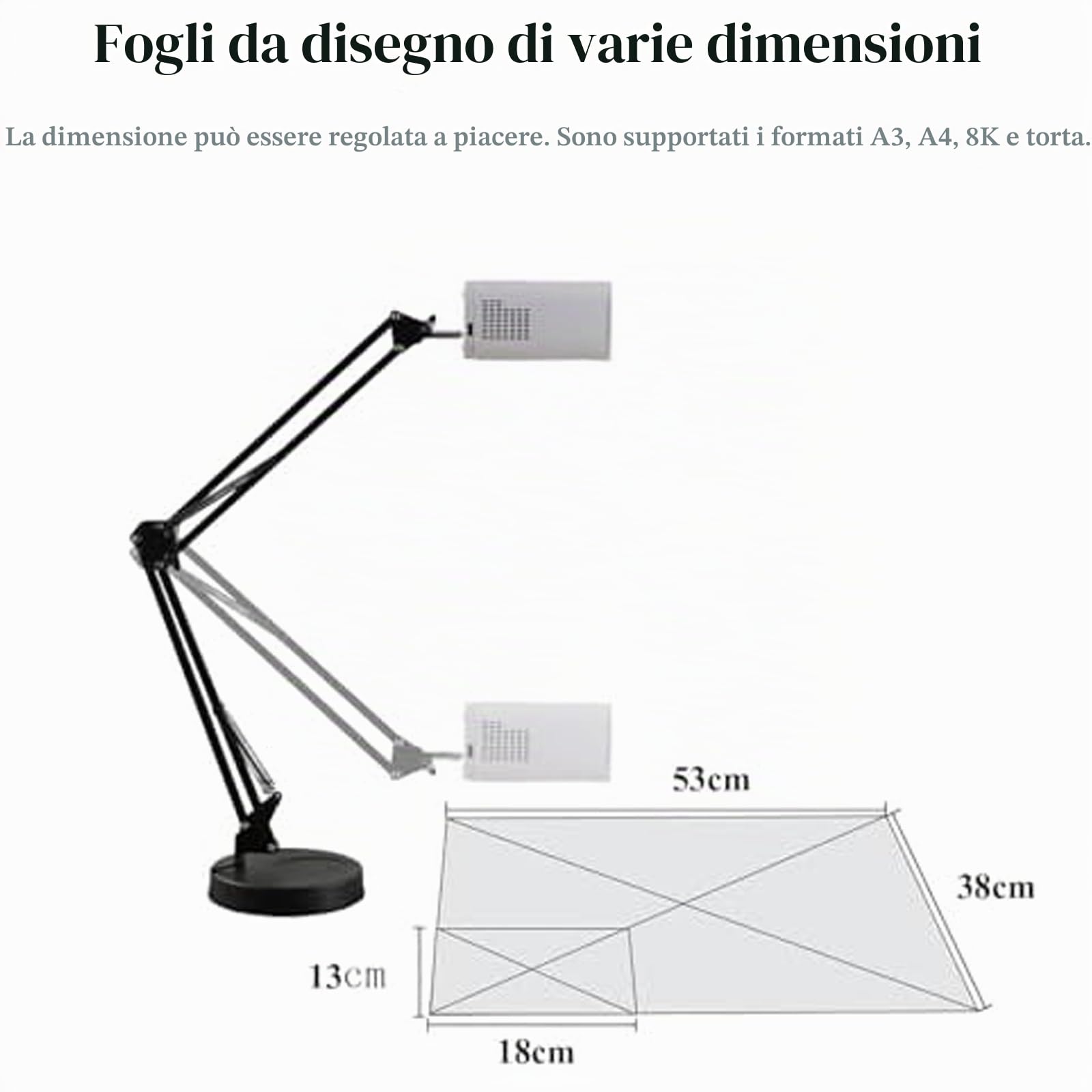 Proiettore artistico per tracciare e disegnare, schizzo intelligente con supporto di messa a fuoco regolabile e dimensioni dell'immagine per decorare torte, proiezione su tela da scrivania e parete