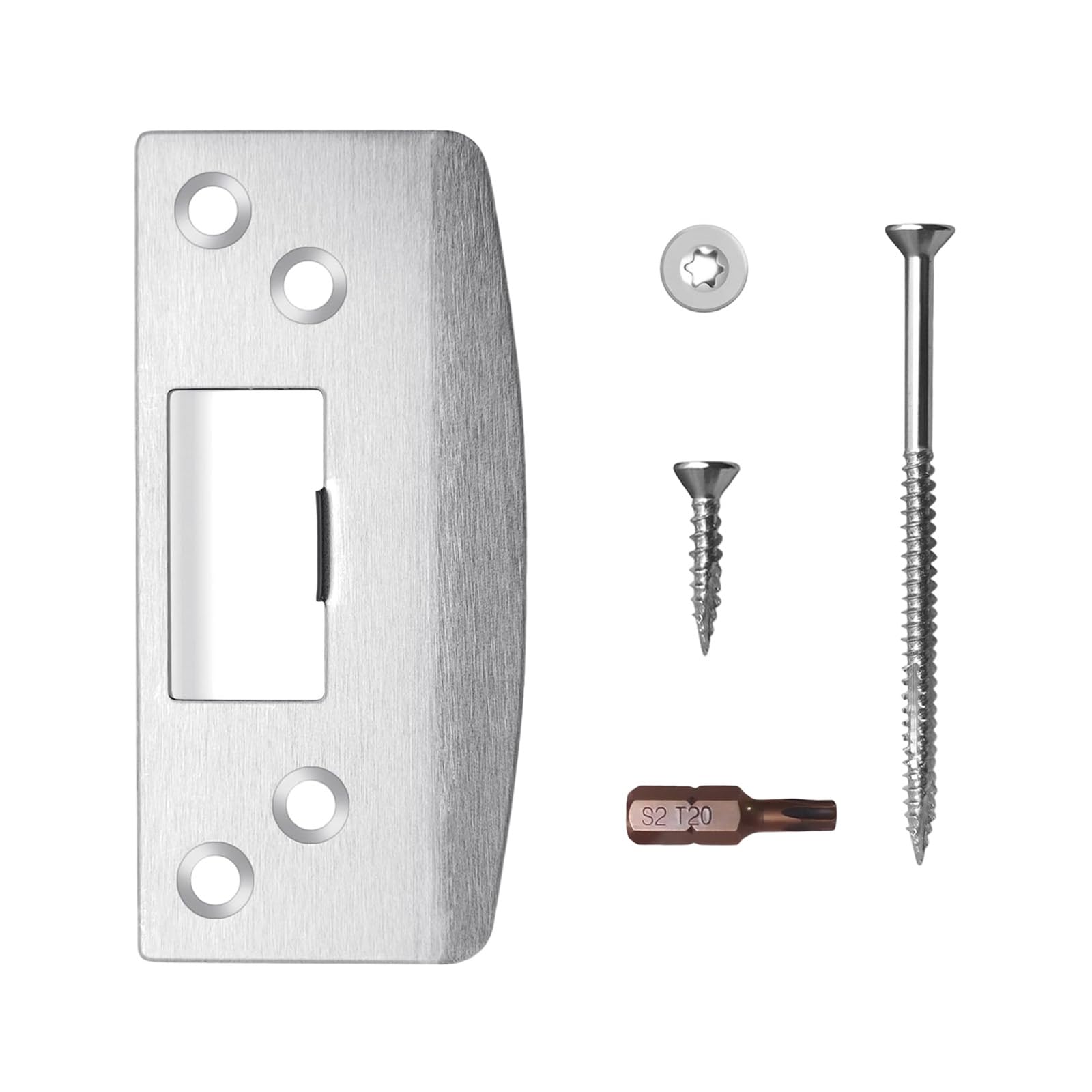 Door Latches Guide Plate with Screws Stainless Steel Door Strikes Plate Latches Security Reinforcement Long Strips Stainless Steel Strikes