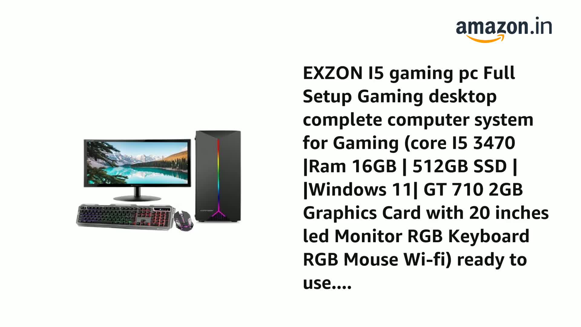自作PC i5-3470 16G 512G SSD GT520 EXZON I5 Gaming PC Full Setup: Core i5 3470 | 16GB DDR3 RAM