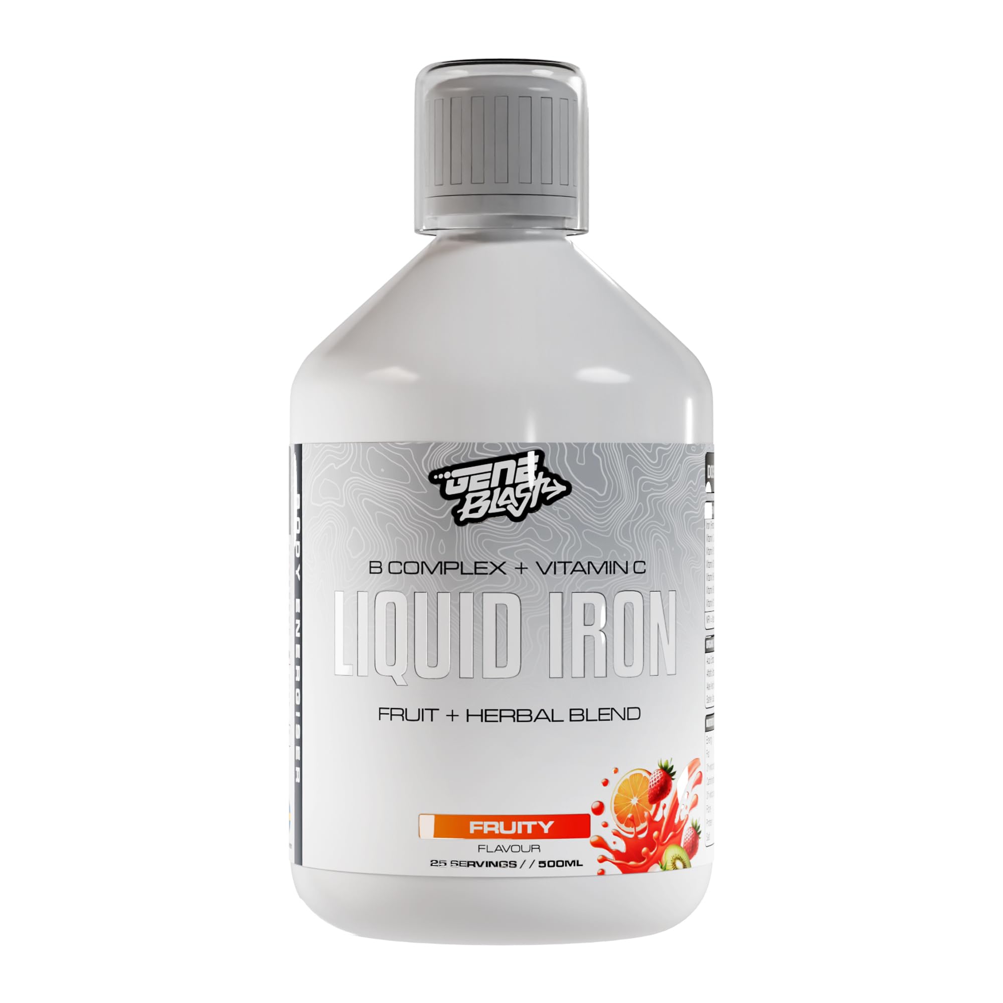 Liquid Iron Complex w/Added B-Complex, Vitamin C, Organic Fruit, and Health Blend - Enhance Energy, Focus & Immune Health - Fruity Flavour-Vegan-500ml