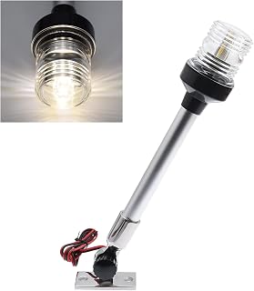 Geloo Luz de señal de vela 12-24V Marine Boat Navigation Lights All Round 360° 4000~4500K Luz blanca marina pura plegable luz de anclaje